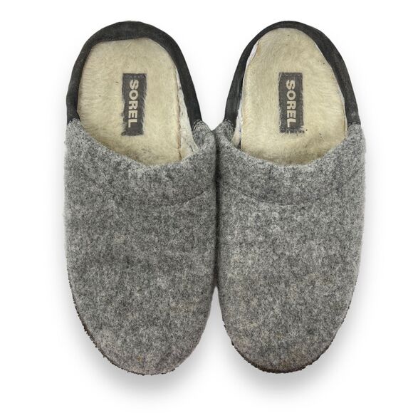 Sorel Nakiska Slippers Slip On Suede Upper Brown Sheepskin Lined Sz7.5 Women’s - Picture 1 of 7